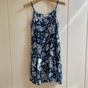 LOFT Blue and White Floral Dress Size Small